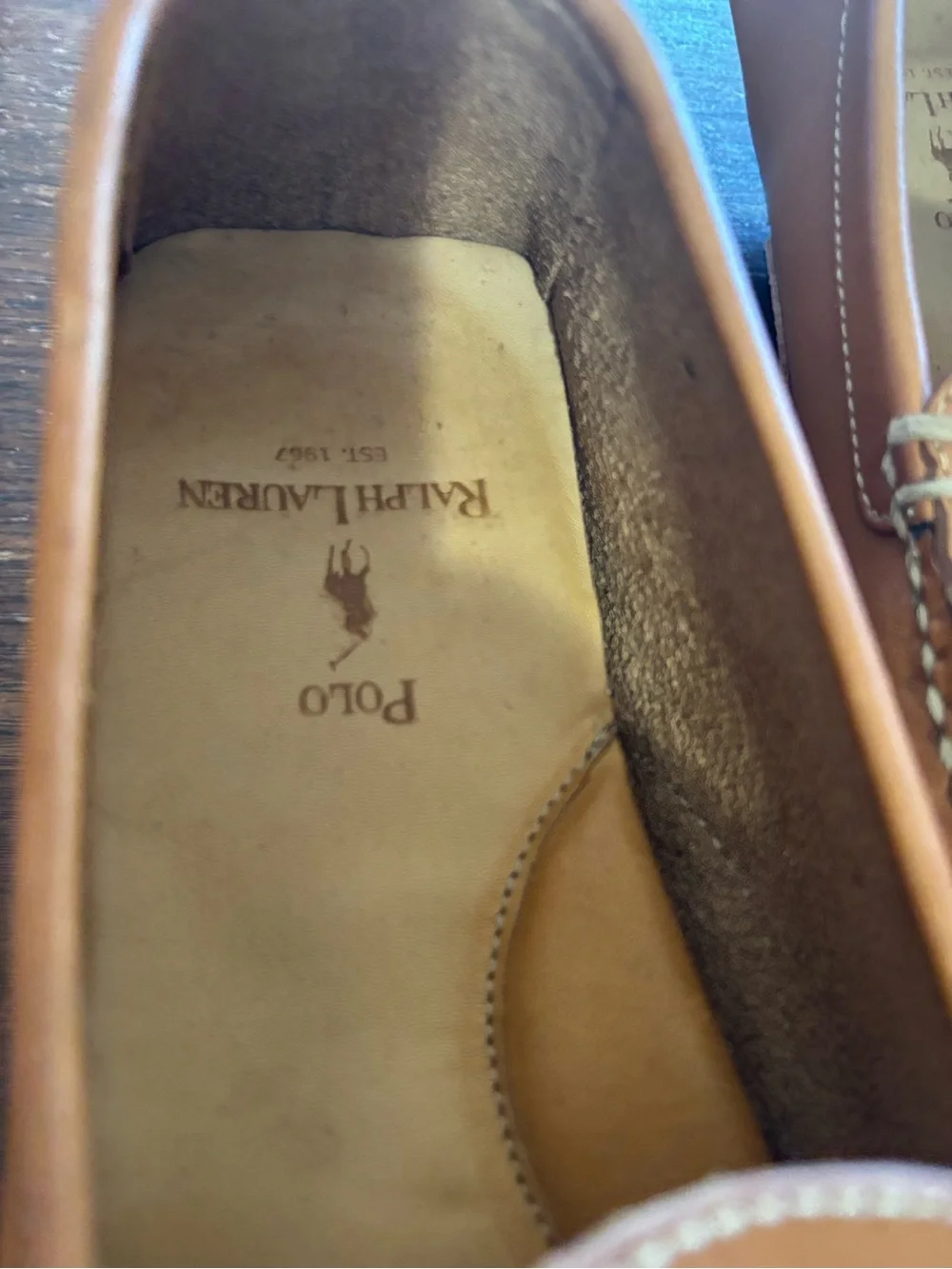 Polo by Ralph Lauren Men’s Cognac Leather Slip-On Loafers